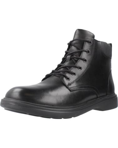 GEOX U OTTAVIO C9999 BLACK LEATHER ANKLE BOOT C9999