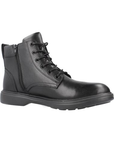 GEOX U OTTAVIO C9999 BLACK LEATHER ANKLE BOOT C9999