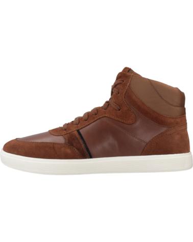 GEOX U AVOLA C6003 BROWN LEATHER HIGH-TOP MEN'S SNEAKERS C6003