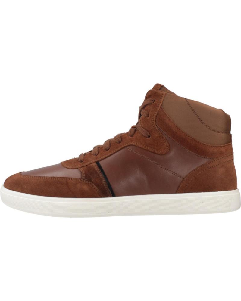 GEOX U AVOLA C6003 BROWN LEATHER HIGH-TOP MEN'S SNEAKERS C6003
