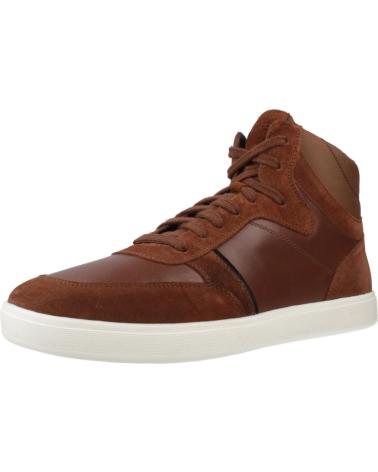 GEOX U AVOLA C6003 BROWN LEATHER HIGH-TOP MEN'S SNEAKERS C6003