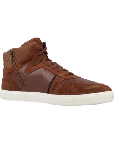 GEOX U AVOLA C6003 BROWN LEATHER HIGH-TOP MEN'S SNEAKERS C6003