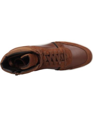 GEOX U AVOLA C6003 BROWN LEATHER HIGH-TOP MEN'S SNEAKERS C6003