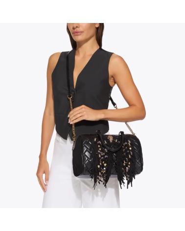 KURT GEIGER LONDON KENSINGTON BOSTON FRINGE HANDTASCHE SCHWARZ BLACK