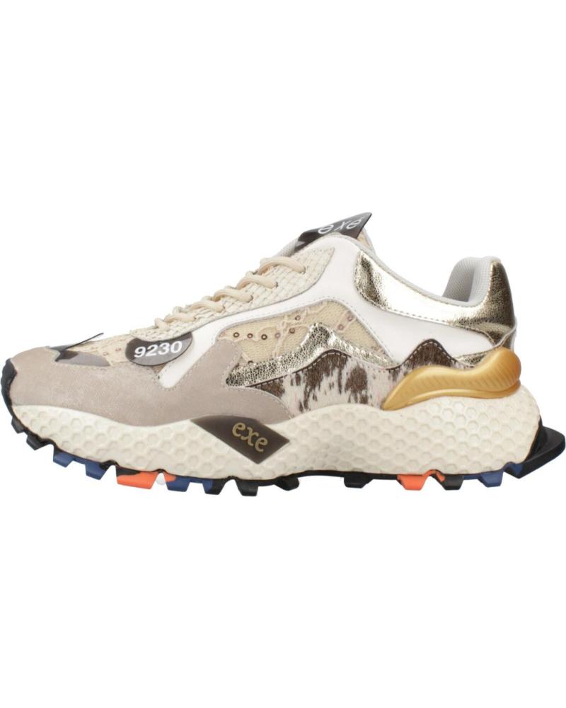 TÊNIS EXE 3020-2E COURO BEGE DOURADO LEATHER BEIGE GOLD