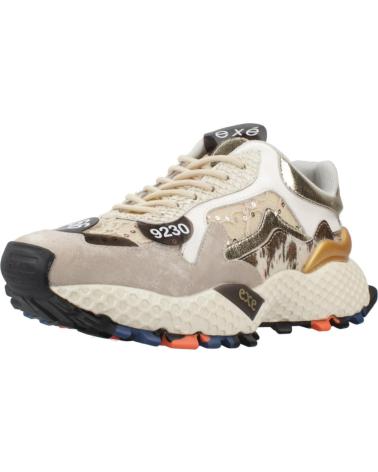 TÊNIS EXE 3020-2E COURO BEGE DOURADO LEATHER BEIGE GOLD