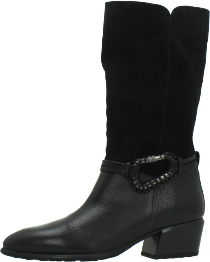 HISPANITAS VERONA PHI254298 NEGRAS DE PIEL Y ANTE CON TACÓN BLOQUE BLACK