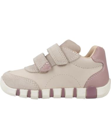 GEOX B IUPIDOO C1S8W BEIGE SNEAKERS WITH HOOK-AND-LOOP FASTENING C1S8W