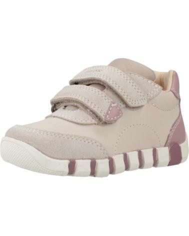 GEOX B IUPIDOO C1S8W BEIGE SNEAKERS WITH HOOK-AND-LOOP FASTENING C1S8W