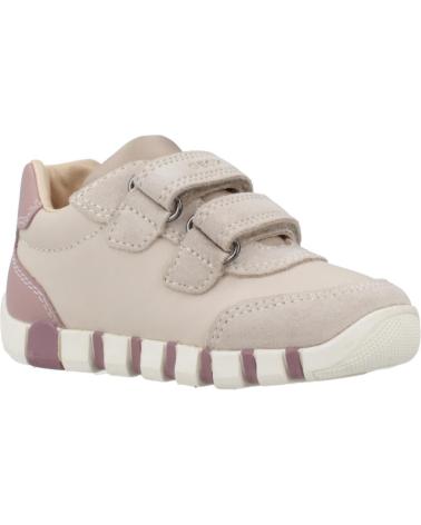 GEOX B IUPIDOO C1S8W BEIGE SNEAKERS WITH HOOK-AND-LOOP FASTENING C1S8W