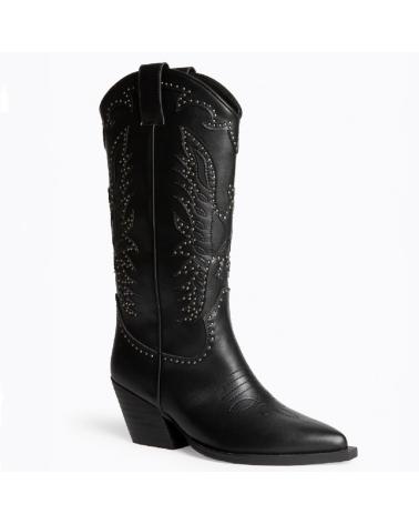 BOTAS COWBOY PRETAS CORINA M5801 COM TACHAS DECORATIVAS NEGRO