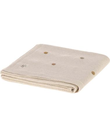 MANTA DE VIAJE OLMITOS BEIGE CON DISEÑO DE PUNTOS BEIGE