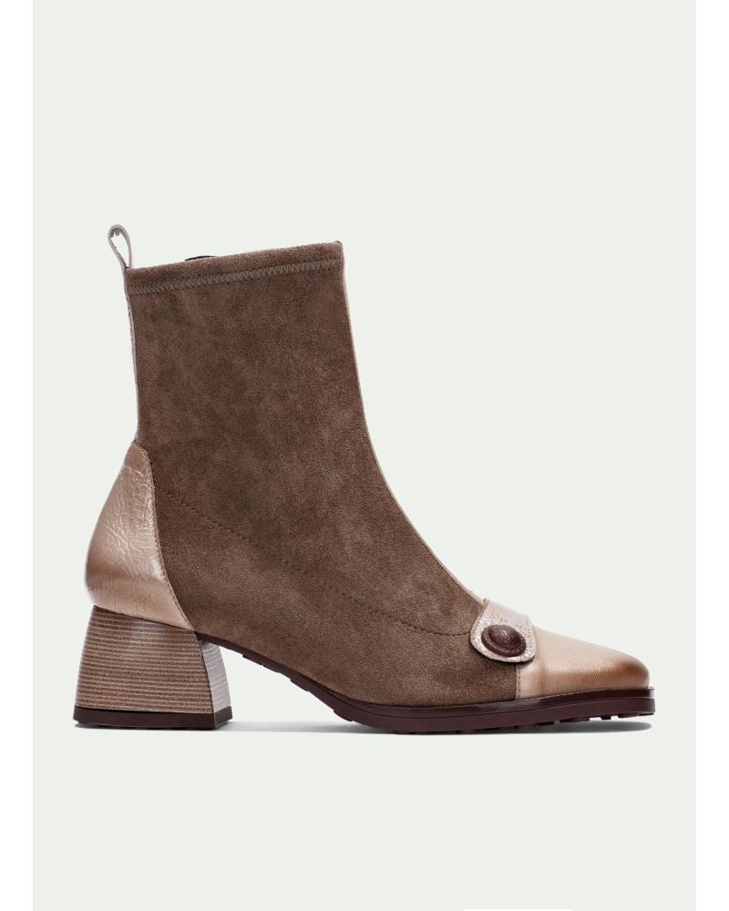 HISPANITAS HI254219 TAUPE SUEDE ANKLE BOOT WITH METALLIC DETAIL TAUPE