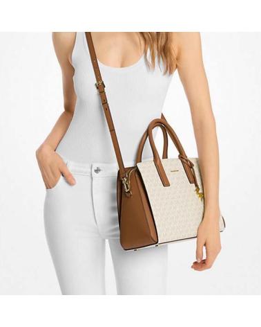 MICHAEL KORS LAILA TOTE-TASCHE AUS LOGO-CANVAS UND BEIGE/BRAUNEM LEDER 149