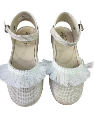 EL CABALLITO 1001 BEIGE ZEREMONIEN-ESPADRILLES MIT TÜLL UND ESPARTO BEIGE