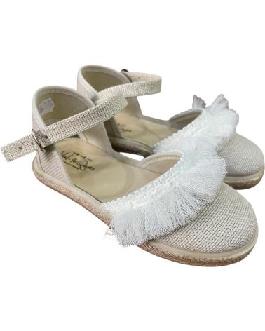 EL CABALLITO 1001 BEIGE ZEREMONIEN-ESPADRILLES MIT TÜLL UND ESPARTO BEIGE
