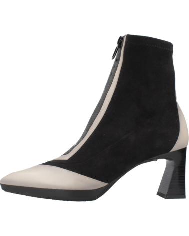 BOTINS HISPANITAS ATLANTA BHI254186 BICOLORES BEGE E PRETO COM ZÍPER FRONTAL CREAM