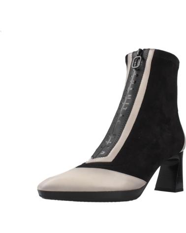 BOTTINES HISPANITAS ATLANTA BHI254186 BICOLORES BEIGE ET NOIR AVEC FERMETURE ÉCLAIR FRONTALE CREAM