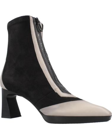 BOTTINES HISPANITAS ATLANTA BHI254186 BICOLORES BEIGE ET NOIR AVEC FERMETURE ÉCLAIR FRONTALE CREAM