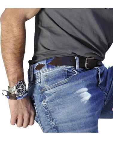 CINTURA POLO ARGENTINA PELPE FBM BLU CON MOTIVO ETNICO AZUL