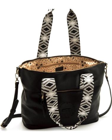 Inizio-MTNG-BORSA TOTE MTNG ADNA NERA CON MANICO STAMPATO-NEGRO