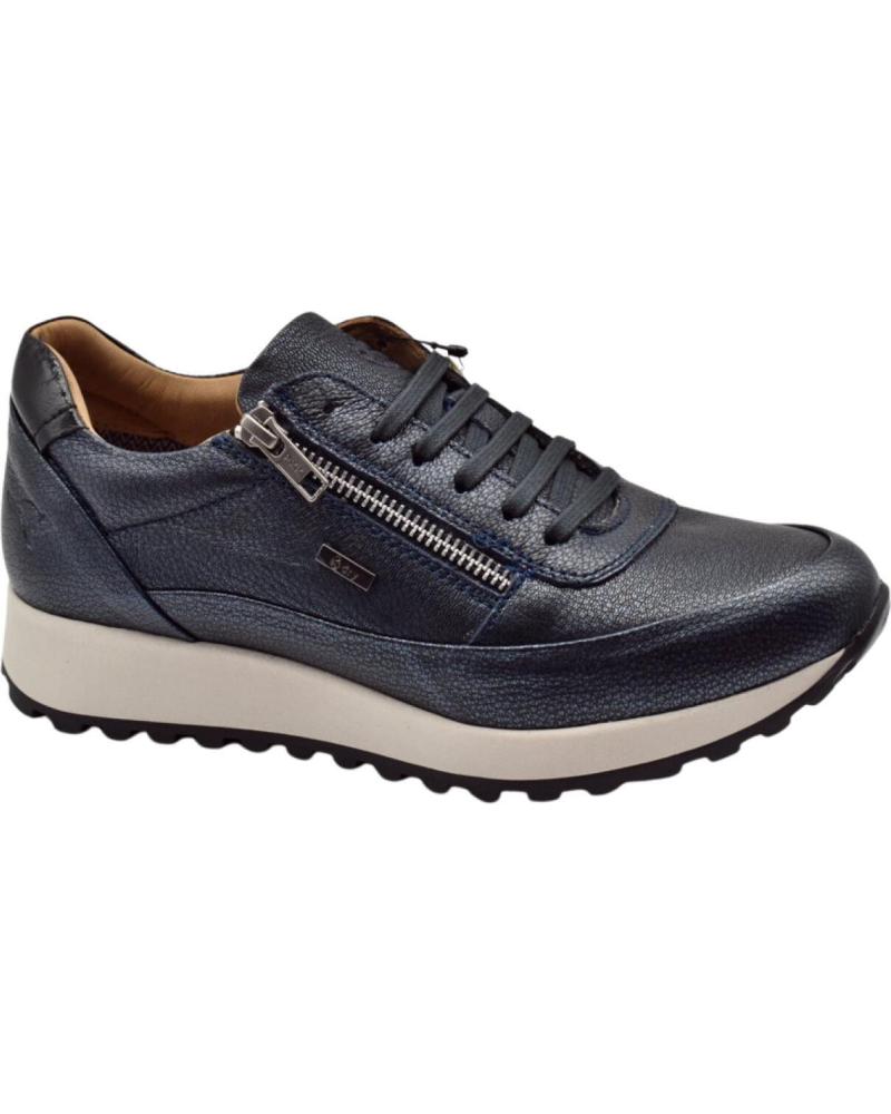 TÊNIS CASUAIS KANGAROOS DE COURO METALIZADO AZUL MARINHO COM ZÍPER AZUL