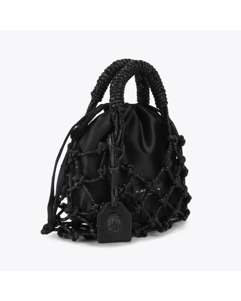 KURT GEIGER LONDON SM MACRAME CRYSTAK HANDTASCHE SCHWARZ BLACK