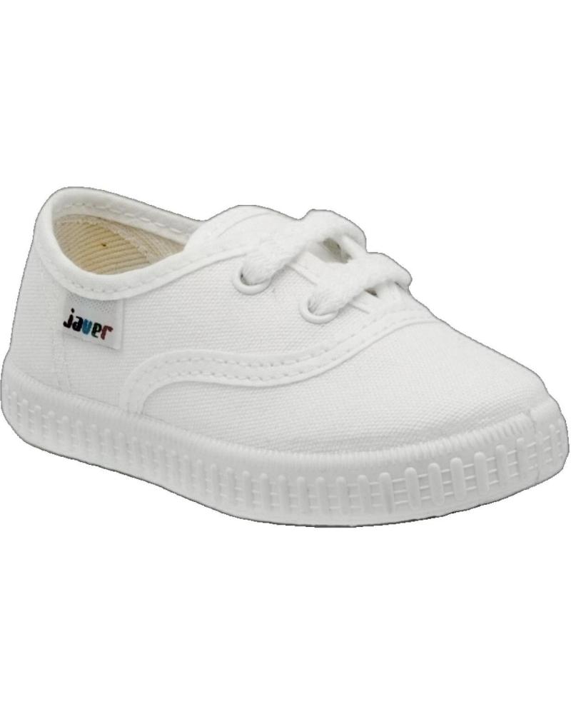 SNEAKERS IN TELA JAVER BIANCHE CON VELCRO MODELLO VICTORIA 60 BLANCO