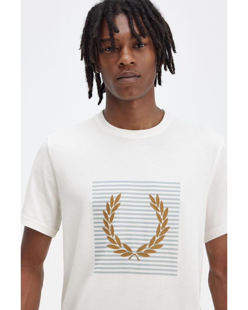 T-SHIRT FRED PERRY M7832 BIANCA CON LOGO ALLORO BLANCO
