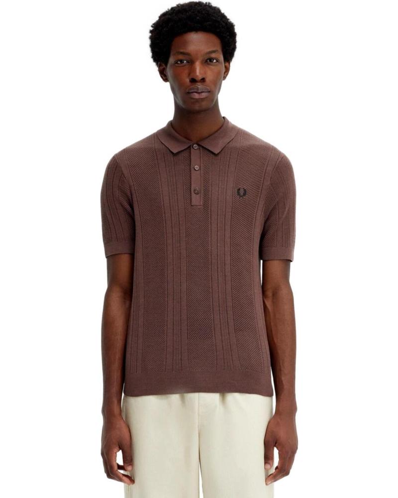POLO IN MAGLIA ALL'UNCINETTO FRED PERRY K7861 MARRONE MARRóN