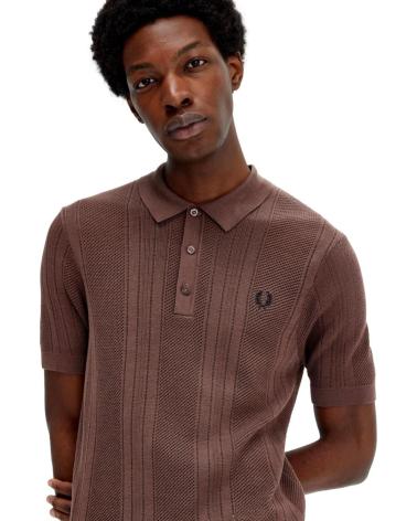 POLO IN MAGLIA ALL'UNCINETTO FRED PERRY K7861 MARRONE MARRóN