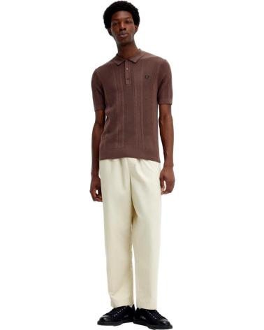 POLO IN MAGLIA ALL'UNCINETTO FRED PERRY K7861 MARRONE MARRóN
