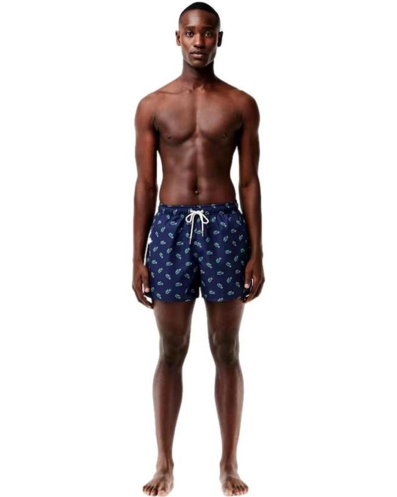 LACOSTE BADESHORTS KROKODILMUSTER MARINEBLAU MEHRFARBIG MULTICOLOR