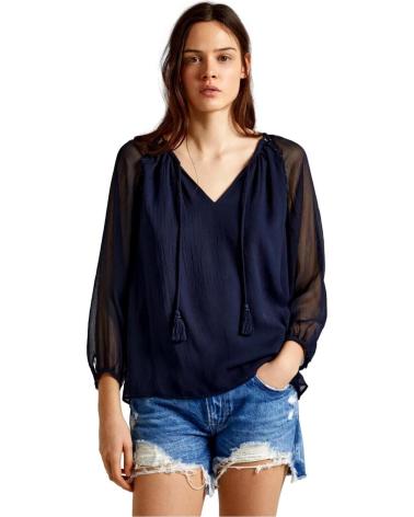 CAMICIA PEPE JEANS CHIFFON CON RICAMI PL304829 BLU AZUL