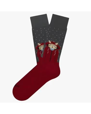 CALCETINES UNISEX JIMMY LION RAINING CAT CON DISEÑO DE GATOS BAJO LA LLUVIA GRIS