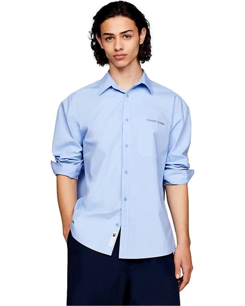 CAMISA TOMMY JEANS CLASSICS AMPLA LOGO BORDADO DM0DM18959 AZUL AZUL