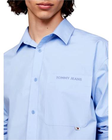 CAMISA TOMMY JEANS CLASSICS AMPLA LOGO BORDADO DM0DM18959 AZUL AZUL