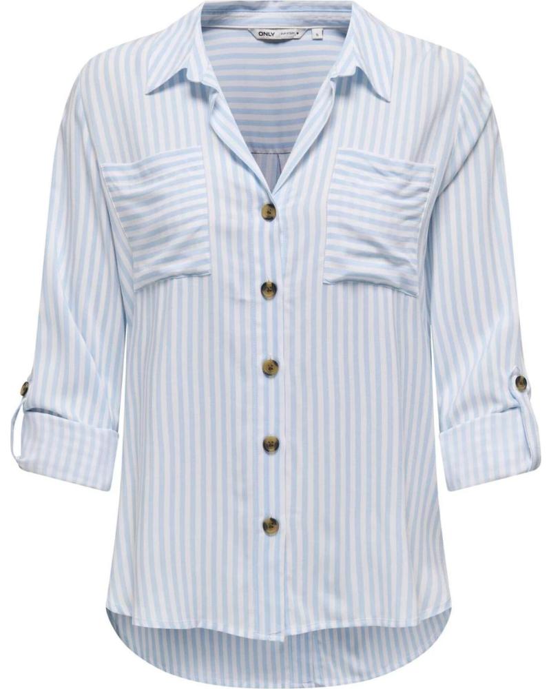 CAMISA DE RAYAS ONLY 15281677 AZUL AZUL
