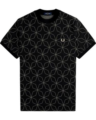 FRED PERRY T-SHIRT M7704 SCHWARZ MIT MUSTER NEGRO