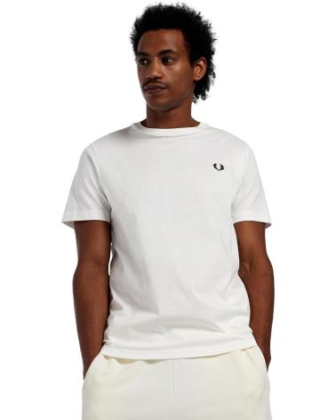 FRED PERRY M1600 SMALL LOGO CREW NECK CAMISETA BÁSICA BEIGE/BLANCO BLANCO