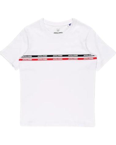 T-SHIRT BIANCA JACK & JONES CON STRISCIA GRAFICA 12190239 BLANCO