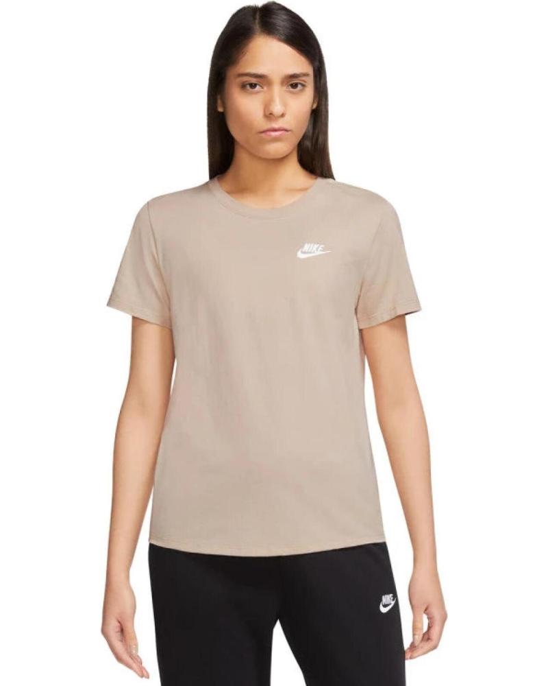 T-SHIRT NIKE CLUB ESSENTIAL DX7902 BEIGE A MANICHE CORTE BEIGE