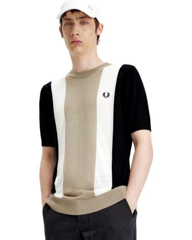 FRED PERRY K7853 HERREN STRICK-T-SHIRT MEHRFARBIG MULTICOLOR