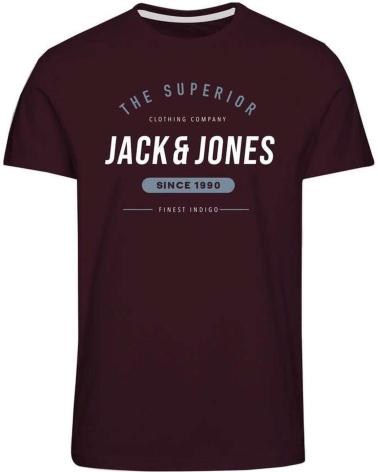 T-SHIRT JACK & JONES 12190364 GRANATA CON STAMPA GRAFICA PER RAGAZZO ROJO