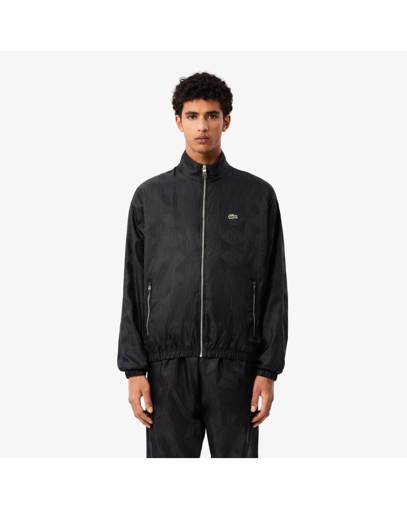 GIACCA TUTA CROPPED LACOSTE CON MONOGRAMMA BH4001 NERA NEGRO