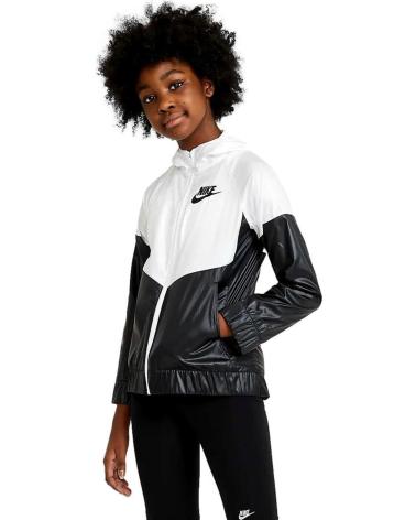 NIKE GIACCA SPORTSWEAR WINDRUNNER PER BAMBINA DB8521 BIANCO E NERO NEGRO