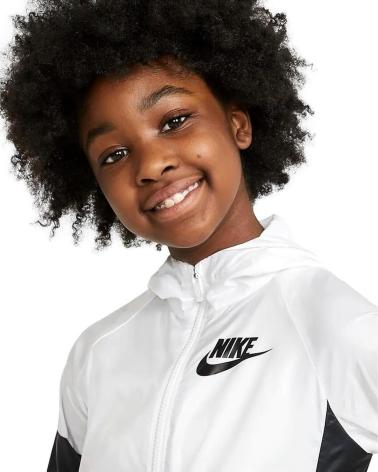NIKE GIACCA SPORTSWEAR WINDRUNNER PER BAMBINA DB8521 BIANCO E NERO NEGRO