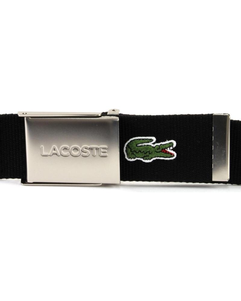 CINTURA LACOSTE RC2012 IN TELA REVERSIBILE NERA CON FIBBIA METALLICA NEGRO