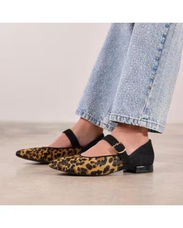 MOCASSINS MARY JANE GIOSEPPO FERNITZ COM ESTAMPA DE LEOPARDO E BICO PRETO LEOPARD