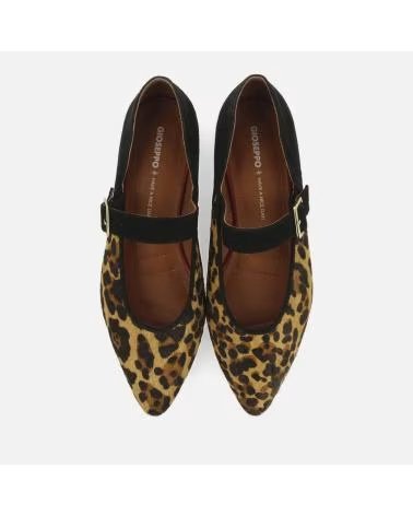 MOCASSINS MARY JANE GIOSEPPO FERNITZ COM ESTAMPA DE LEOPARDO E BICO PRETO LEOPARD